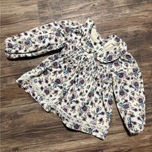 Joie Corduroy Floral Baby Dress with Purple Accents